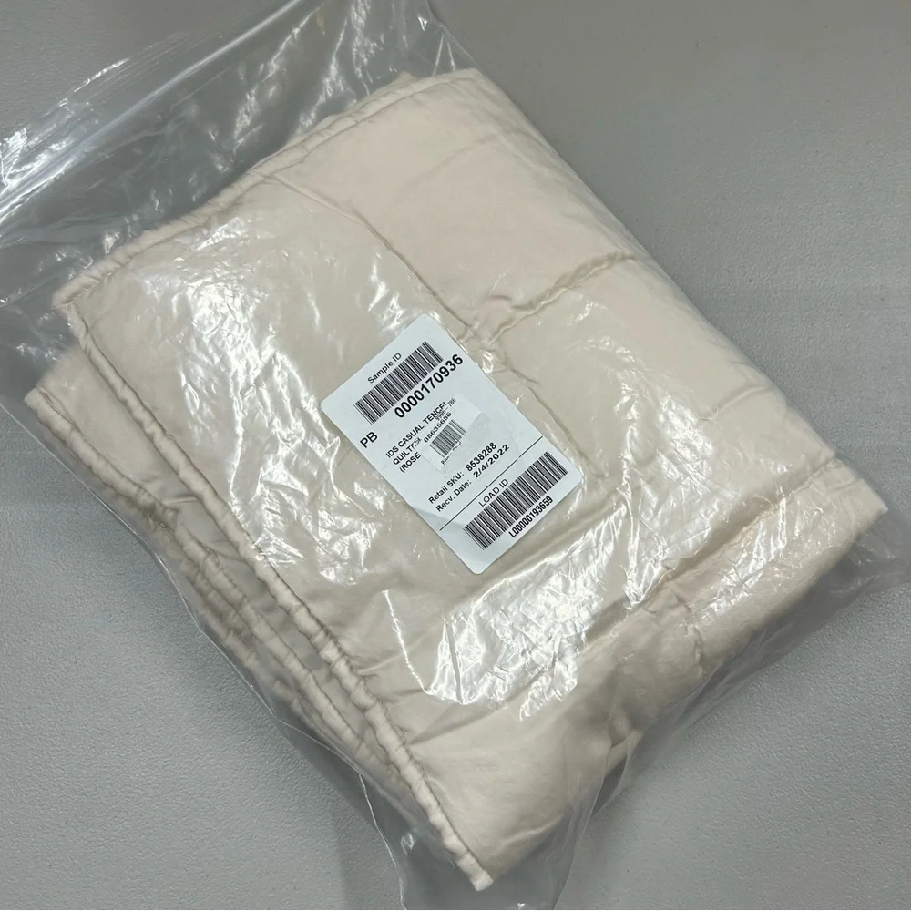 2 Pottery Barn Tencel Box Stitch Quilted Sham Set Rosewater Pink Blush Photo